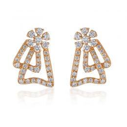 Abstract Floral Stud Earrings in Rose Gold Diamond